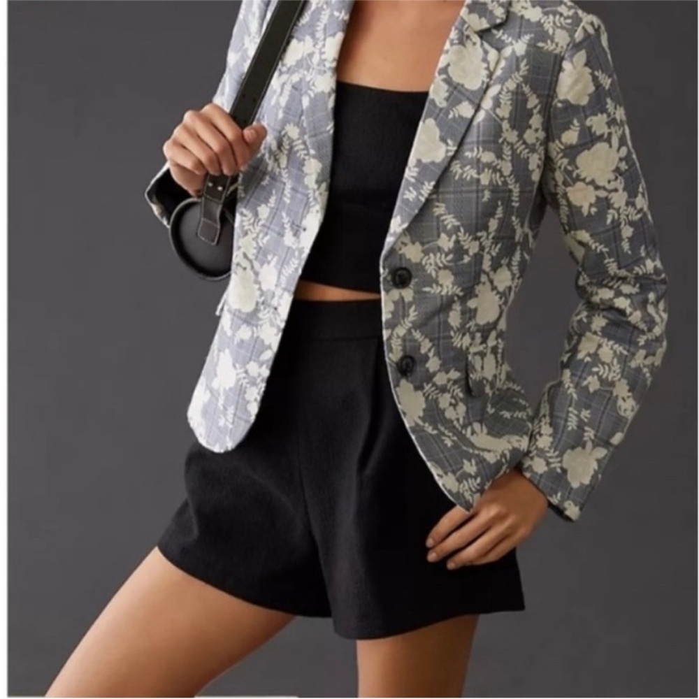 Anthropologie Hutch Blazer Navy Floral Size Large style 5103
